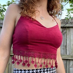 Red crop top with Lacey bottom